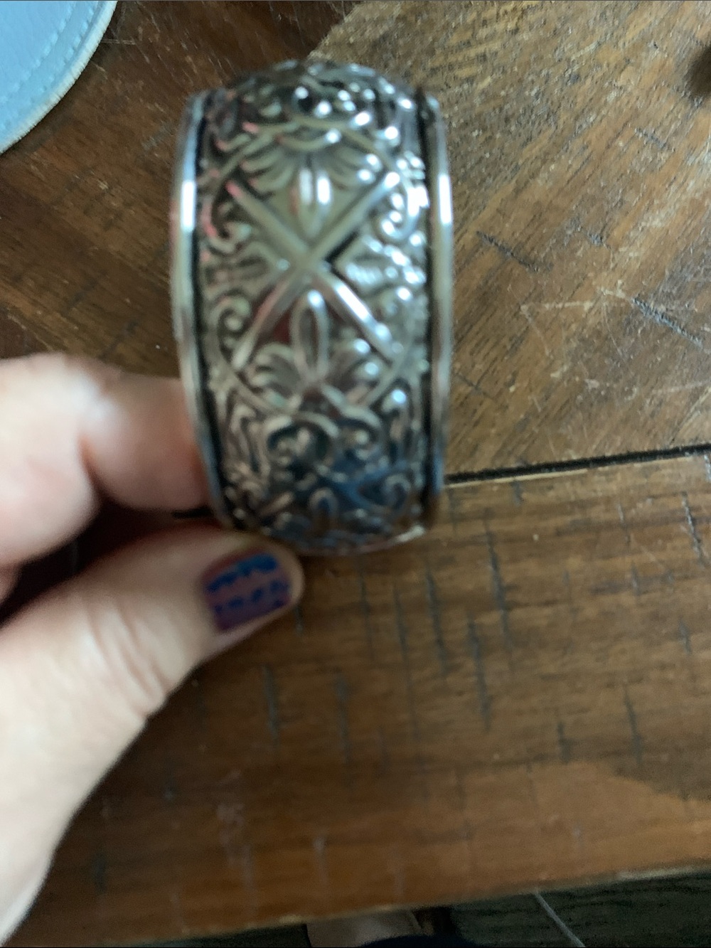 Intricate Filigree Silver-Tone Women's Bracelet